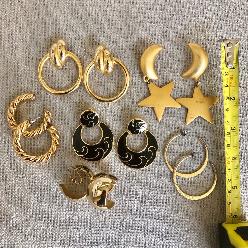 Vintage 1980s and 1990s Lot of Gold Tone Earrings